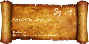 Sztán Aranka névjegykártya